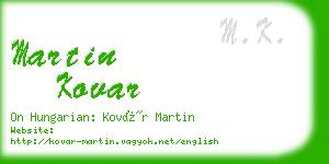 martin kovar business card